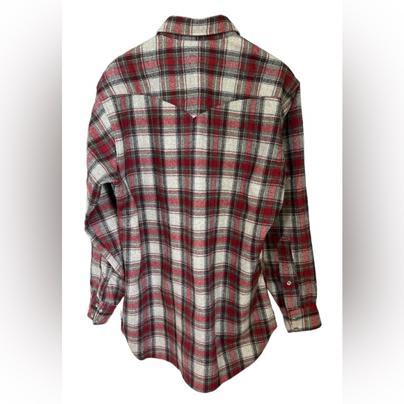 Pendleton | Men’s red/grey Canyon Plaid Western button down shirt, pockets, sz L - Picture 7 of 16